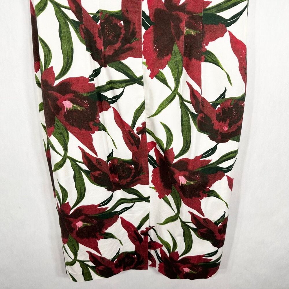 Lafayette 148 Size 8 Dress White Red Green Floral Shift Lined‎ Knee Length 642 - Picture 5 of 8